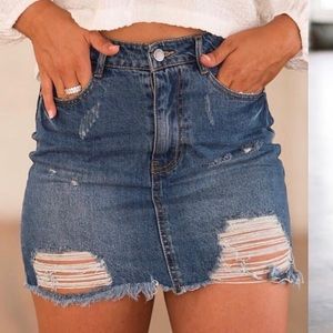 NWT distressed denim skirt